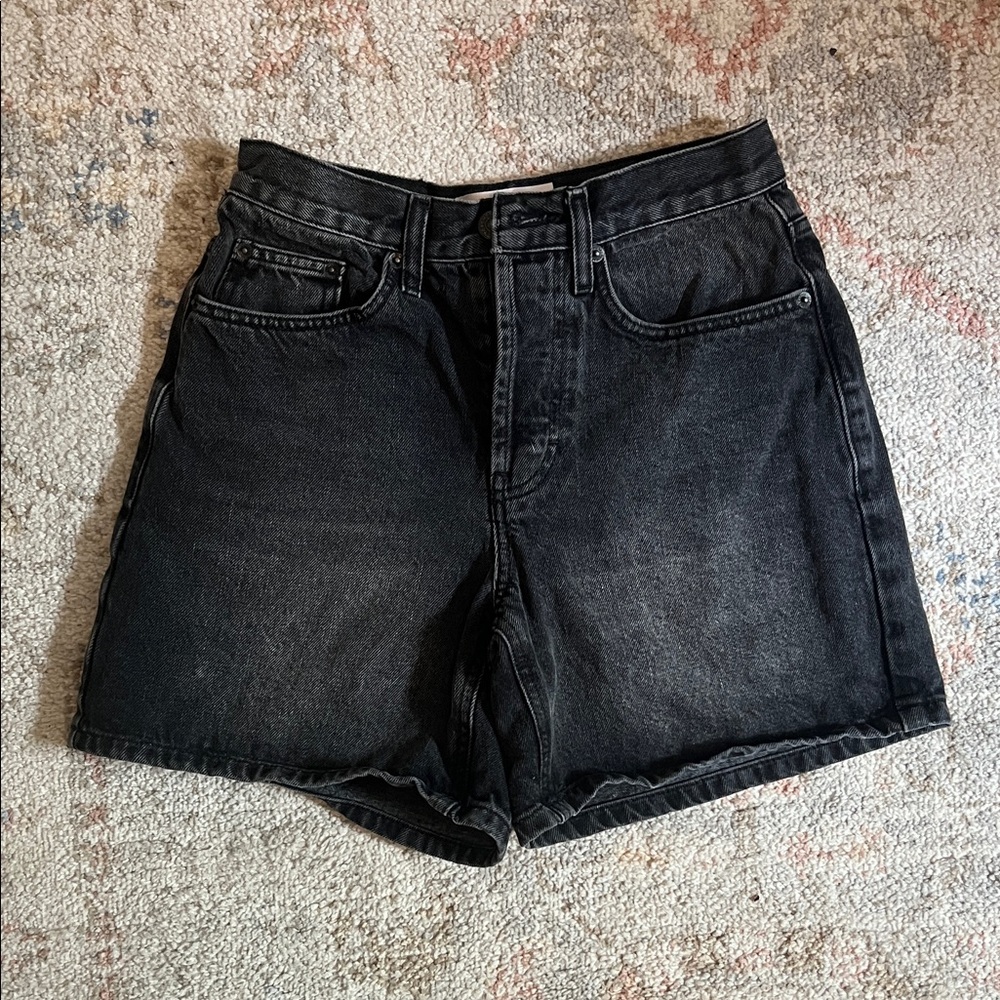 Topshop Black Denim Mom Jean Shorts